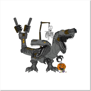 T-rex cyborg halloween design Posters and Art